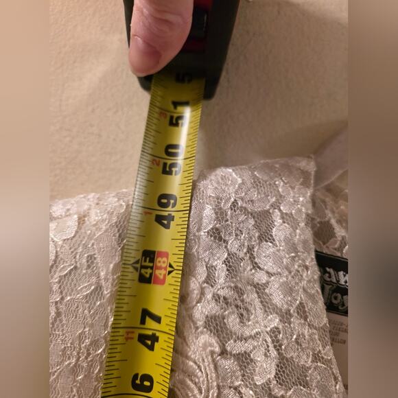 Vtg 80s Elegant Ivory Lace Button-Down Maxi Dress Sheer W/Slip Dress Bridal - Picture 8 of 15